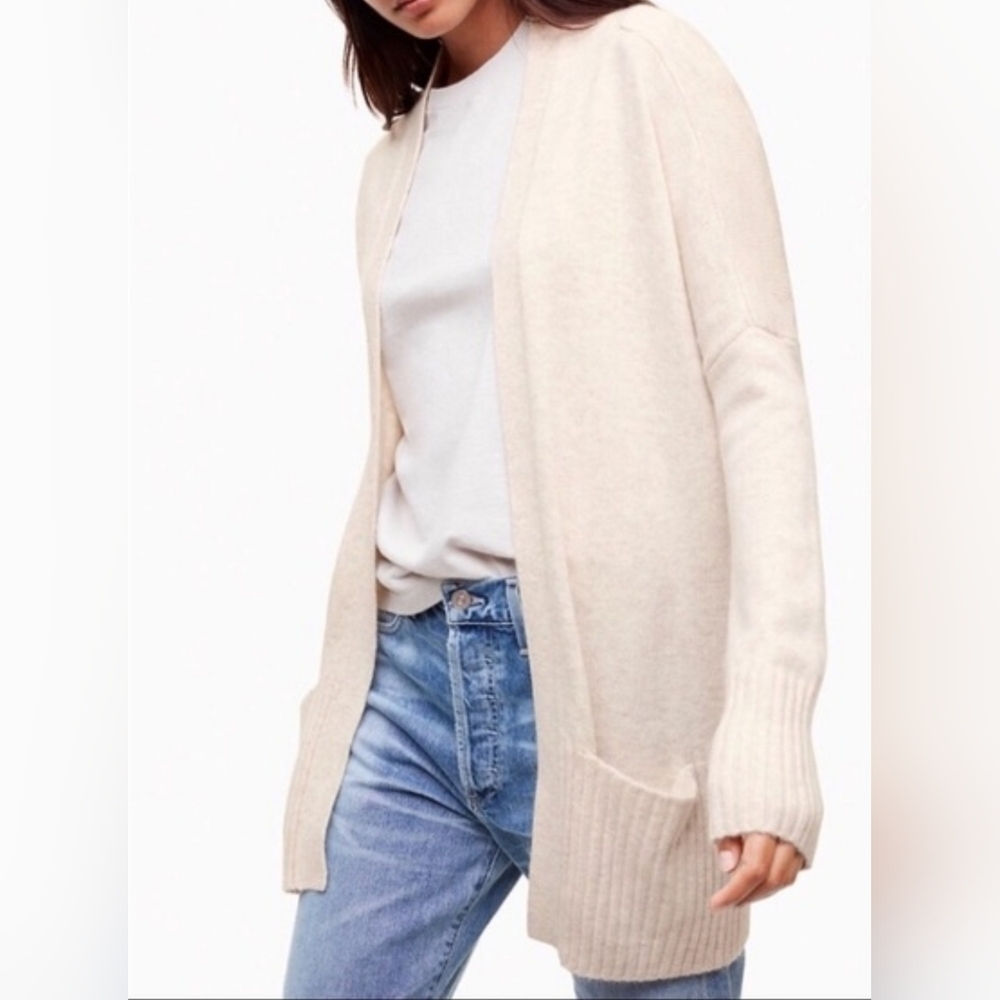 Talula Open-Front Cardigan Sweater, Angora & Cashmere Blend, Cream, Size Small
